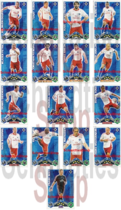 Hamburger SV 10/11 Mannschaft mit 16 Karten