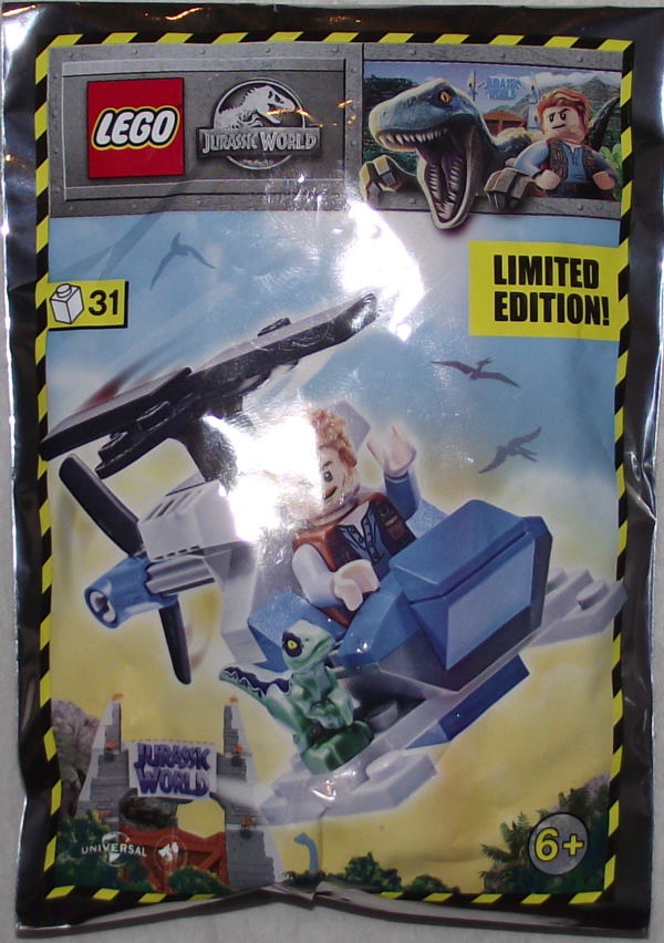 LEGO Jurassic World Polybag: Owen mit Helikopter