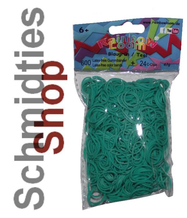Rainbow Loom® Gummibänder (853) Blaugrün 600 Stk.+ 24Clips